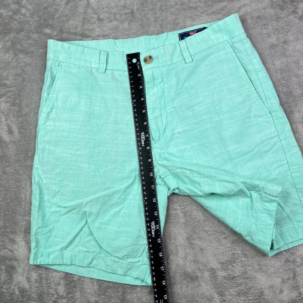Vineyard Vines Breaker Shorts Mens‎ 32 Mint Green Solid Slub Cotton Stretch 8